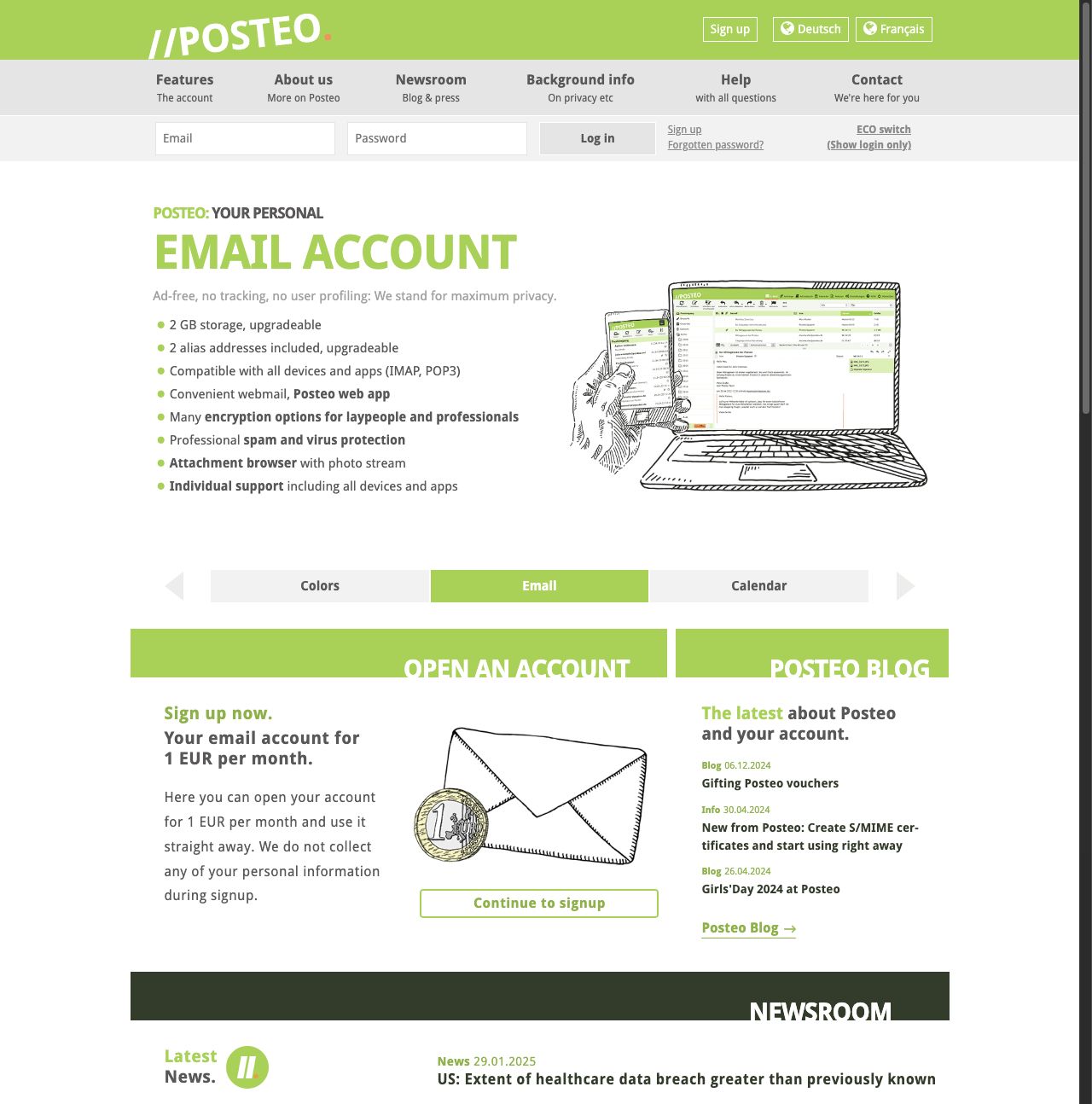 posteo-website-screenshot